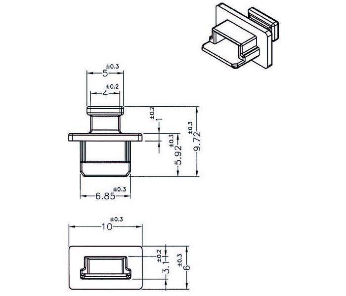 Staubschutz für USB 2.0 Mini-B Buchse mit Griff 10 Stück schwarz-1