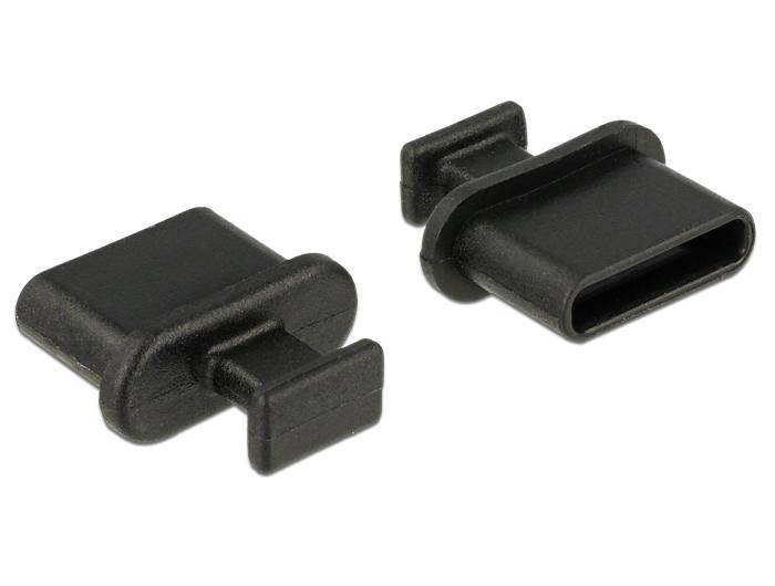 Delock Dust Cover for USB Type-C Female - Schutzumschlag - Schwarz (Packung mit 10)-0