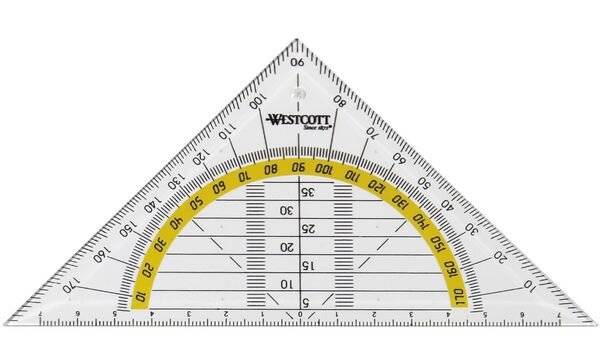 WESTCOTT Geometrie-Dreieck, Hypotenuse: 140 mm, transparent (62350176)-0