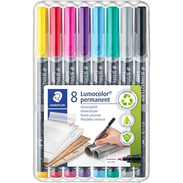 Folienschreiber Lumocolor F permanent farbig sortiert VE=8 Farben-0