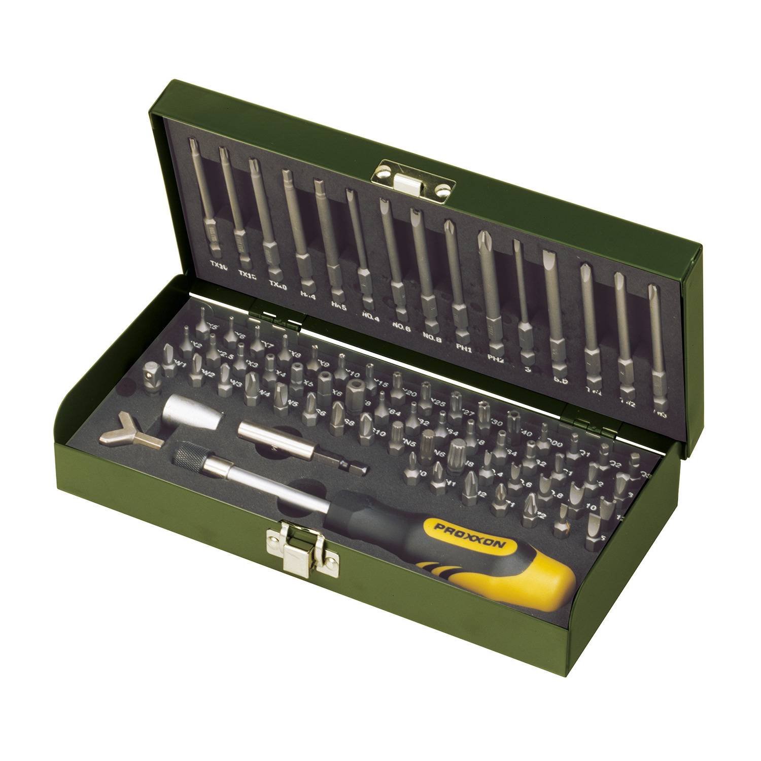 Proxxon Sicherheits- und Spezial-Bit-Set 23107, 75-teilig, mit Stahlkasten-0
