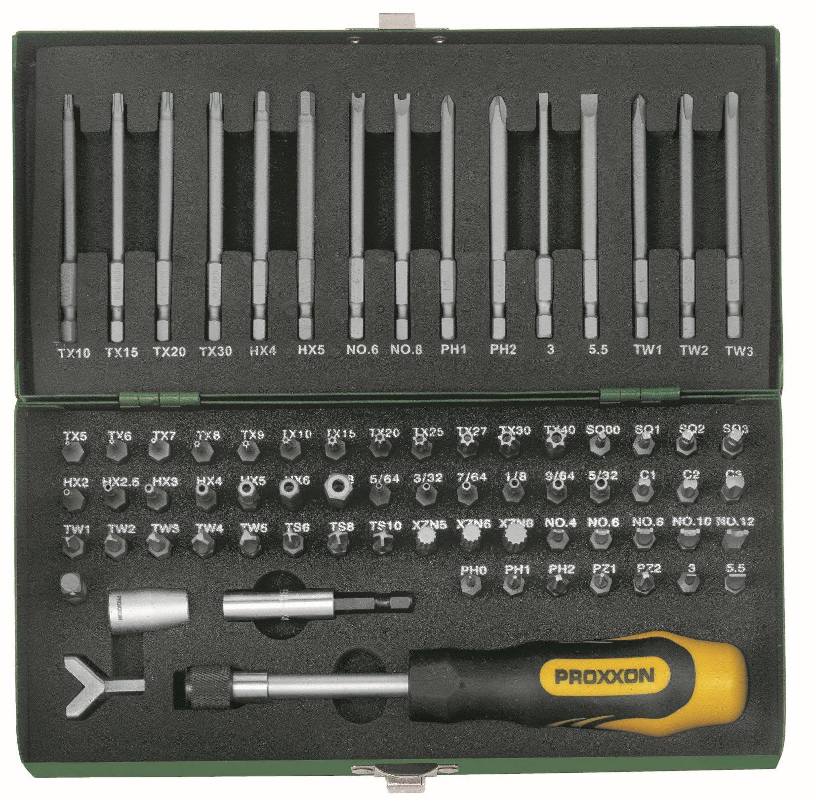 Proxxon Sicherheits- und Spezial-Bit-Set 23107, 75-teilig, mit Stahlkasten-1