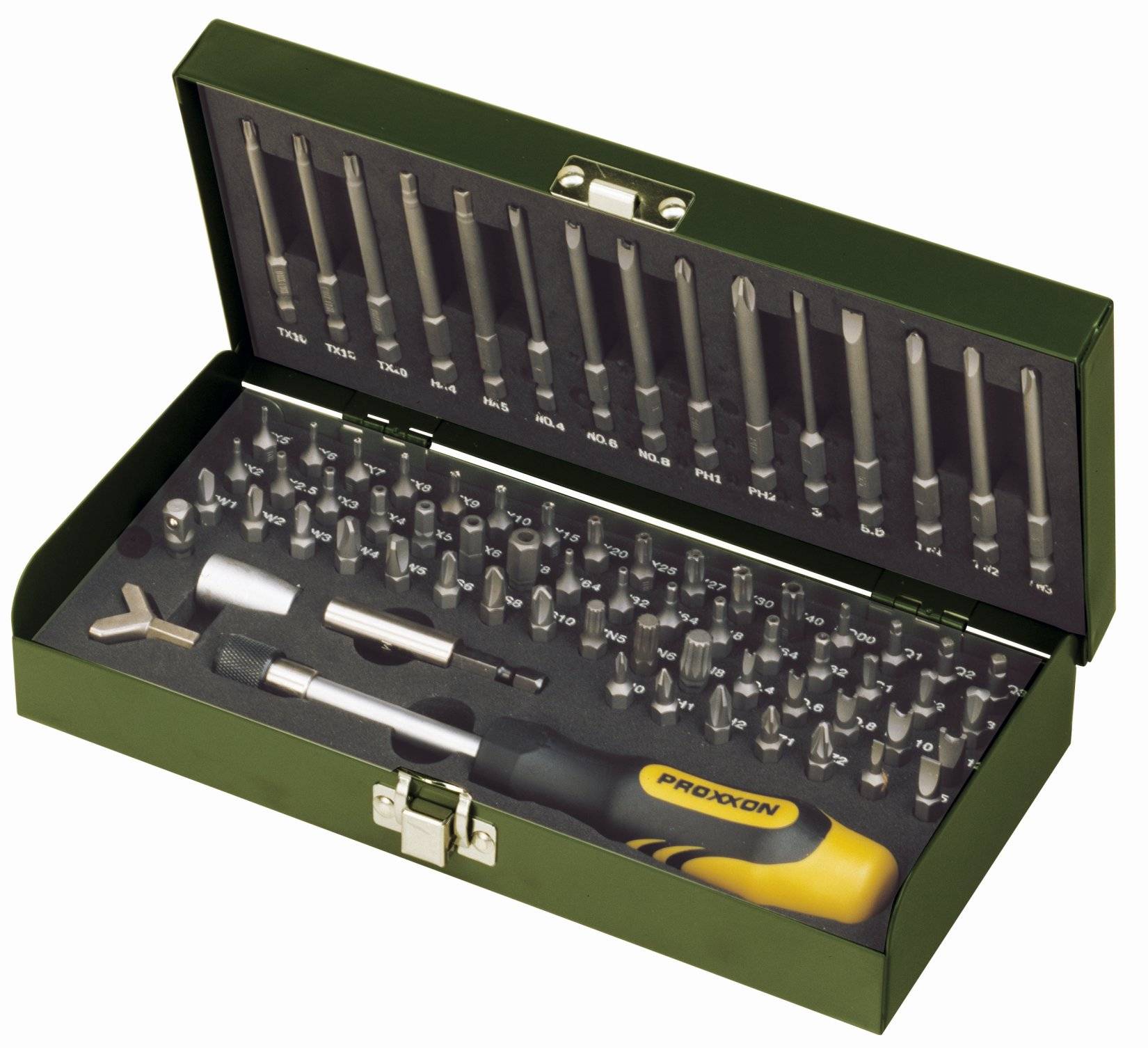 Proxxon Sicherheits- und Spezial-Bit-Set 23107, 75-teilig, mit Stahlkasten-2