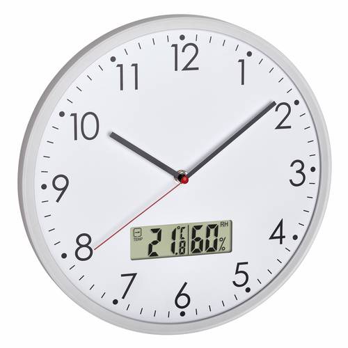 TFA-Dostmann 60.3048.02, Wand, Digitale Uhr, Rund, Weiß, Kunststoff, Glas-0