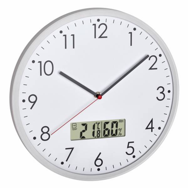 TFA-Dostmann 60.3048.02, Wand, Digitale Uhr, Rund, Weiß, Kunststoff, Glas