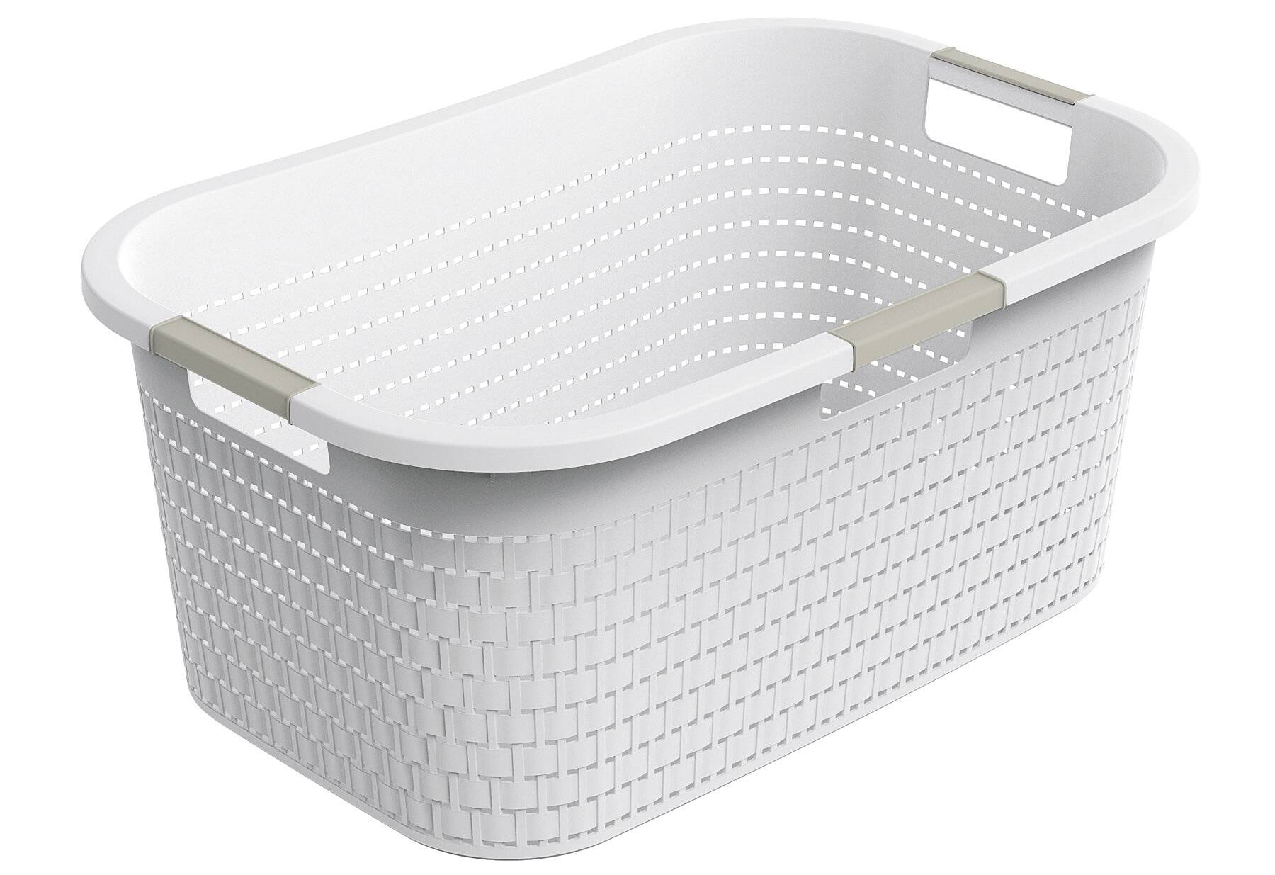Rotho Country Wäschekorb 40l, Kunststoff (PP) BPA-frei, weiss, 40l, 40l (58,0 x 38,9 x 25,1-0