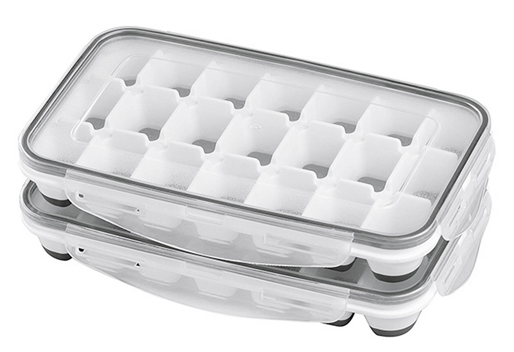 APS 2er Set Eiswürfelform inklusive transparentem Deckel, für je 21 Eiswürfel, Eiswürfelgröße:-0