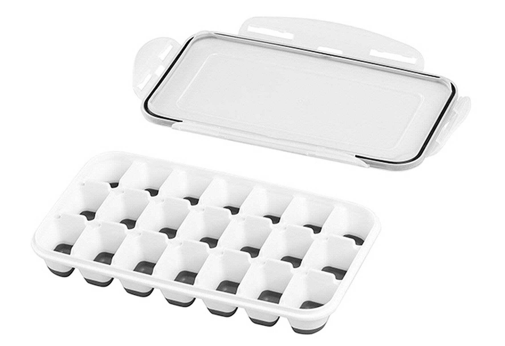 APS 2er Set Eiswürfelform inklusive transparentem Deckel, für je 21 Eiswürfel, Eiswürfelgröße:-1