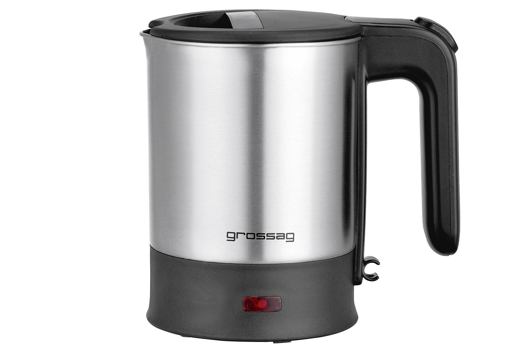 Grossag 1348 Reise-Wasserkocher WK 6.07 | 500ml | aus Edelstahl inkl. 2 Tassen und Löffeln |