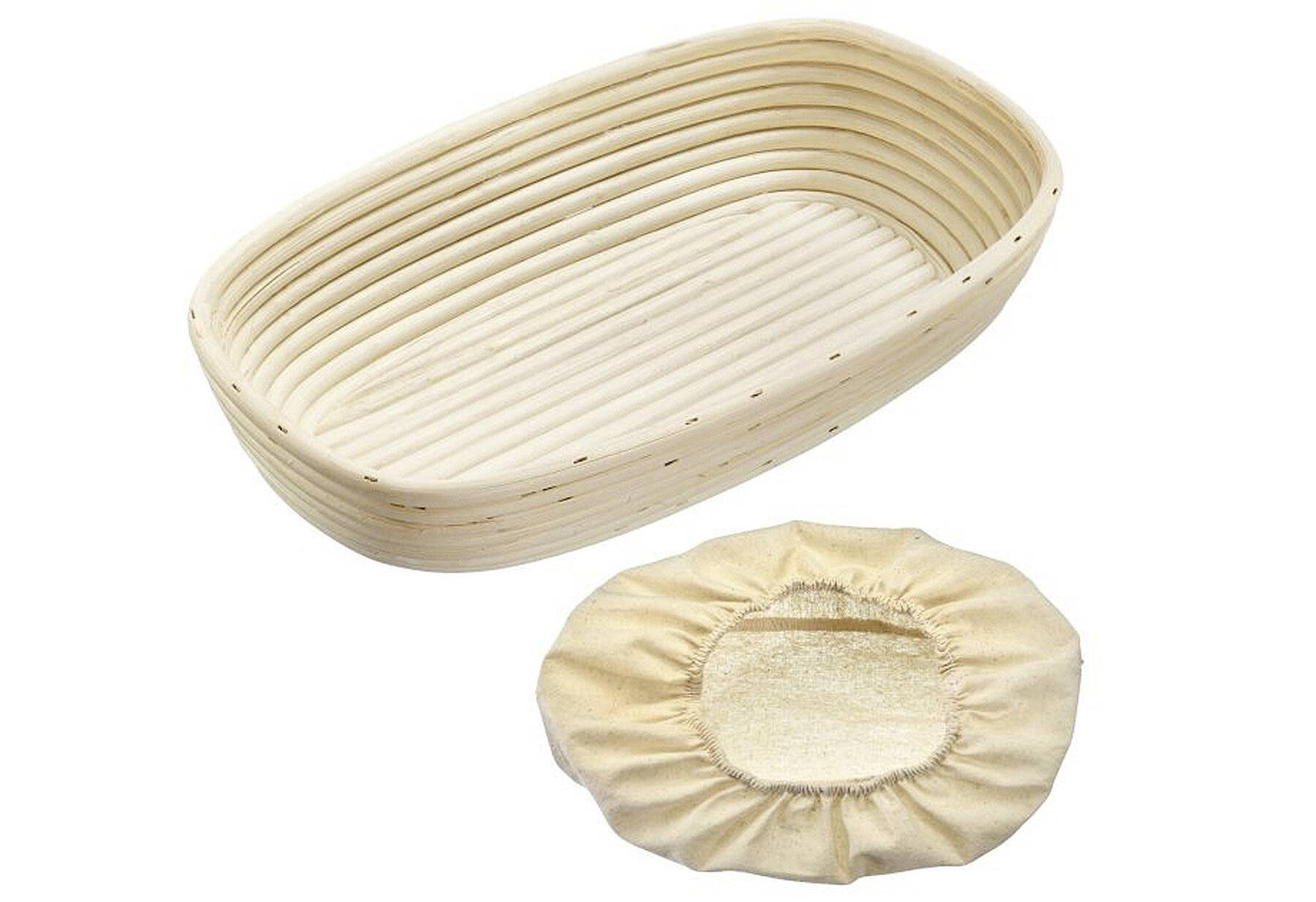 Westmark Gärkörbchen-Set, 2tlg., Gärkörbchen oval + Bezug, Peddigrohr/Baumwolle,-0