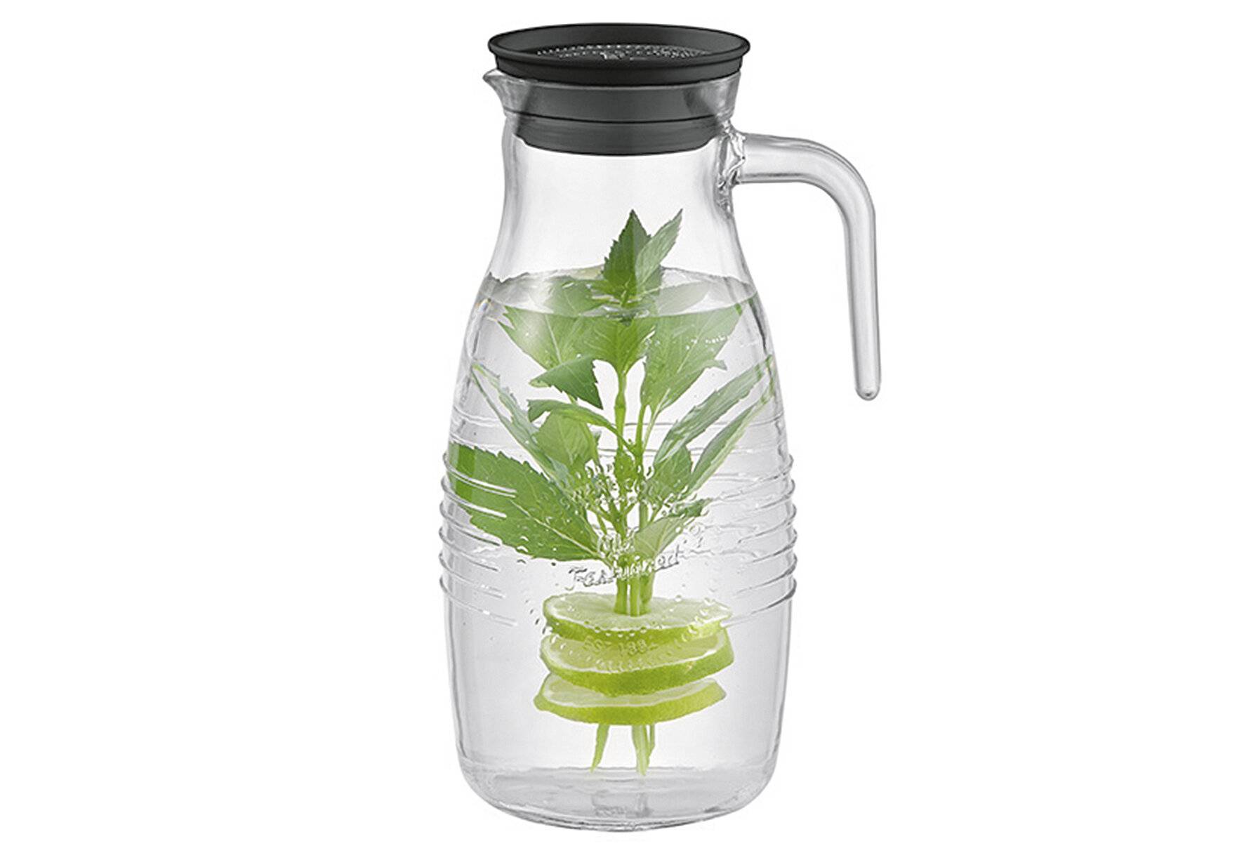 APS Glaskaraffe -OLD FASHIONED- Ø 12 cm, H: 26 cm, 1,8 Liter Glas, Polypropylen, Silikon-0