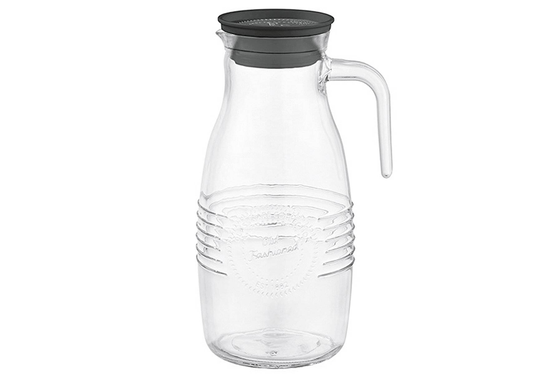 APS Glaskaraffe -OLD FASHIONED- Ø 12 cm, H: 26 cm, 1,8 Liter Glas, Polypropylen, Silikon-4