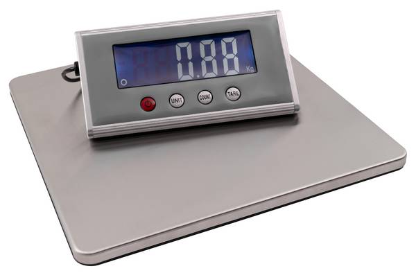 McPower Tischwaage, separate LCD-Anzeige, Tare, Zählfunktion, 27x27cm Edelstahl-Platte, bis 200 kg