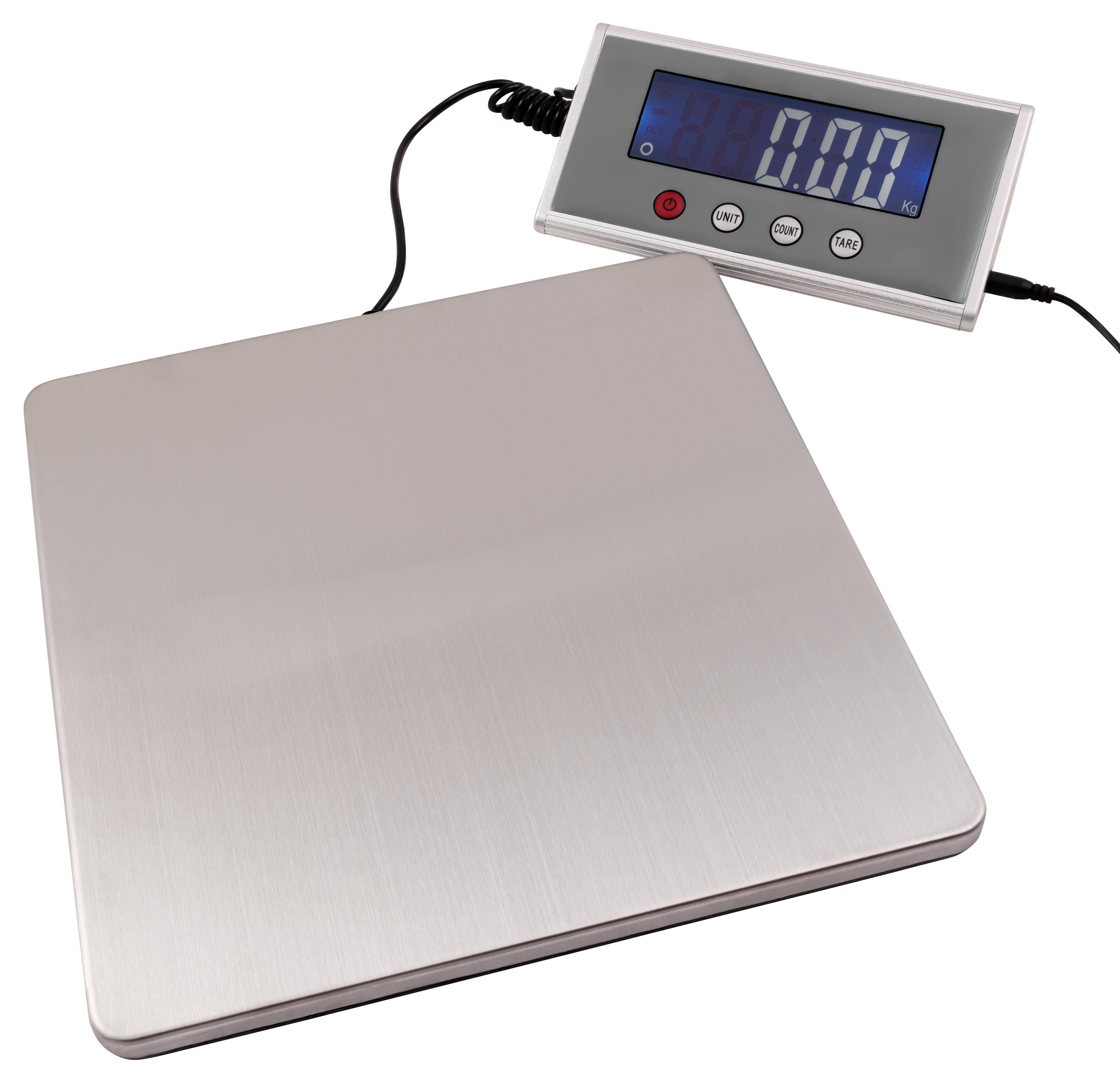 McPower Tischwaage, separate LCD-Anzeige, Tare, Zählfunktion, 27x27cm Edelstahl-Platte, bis 200 kg-1
