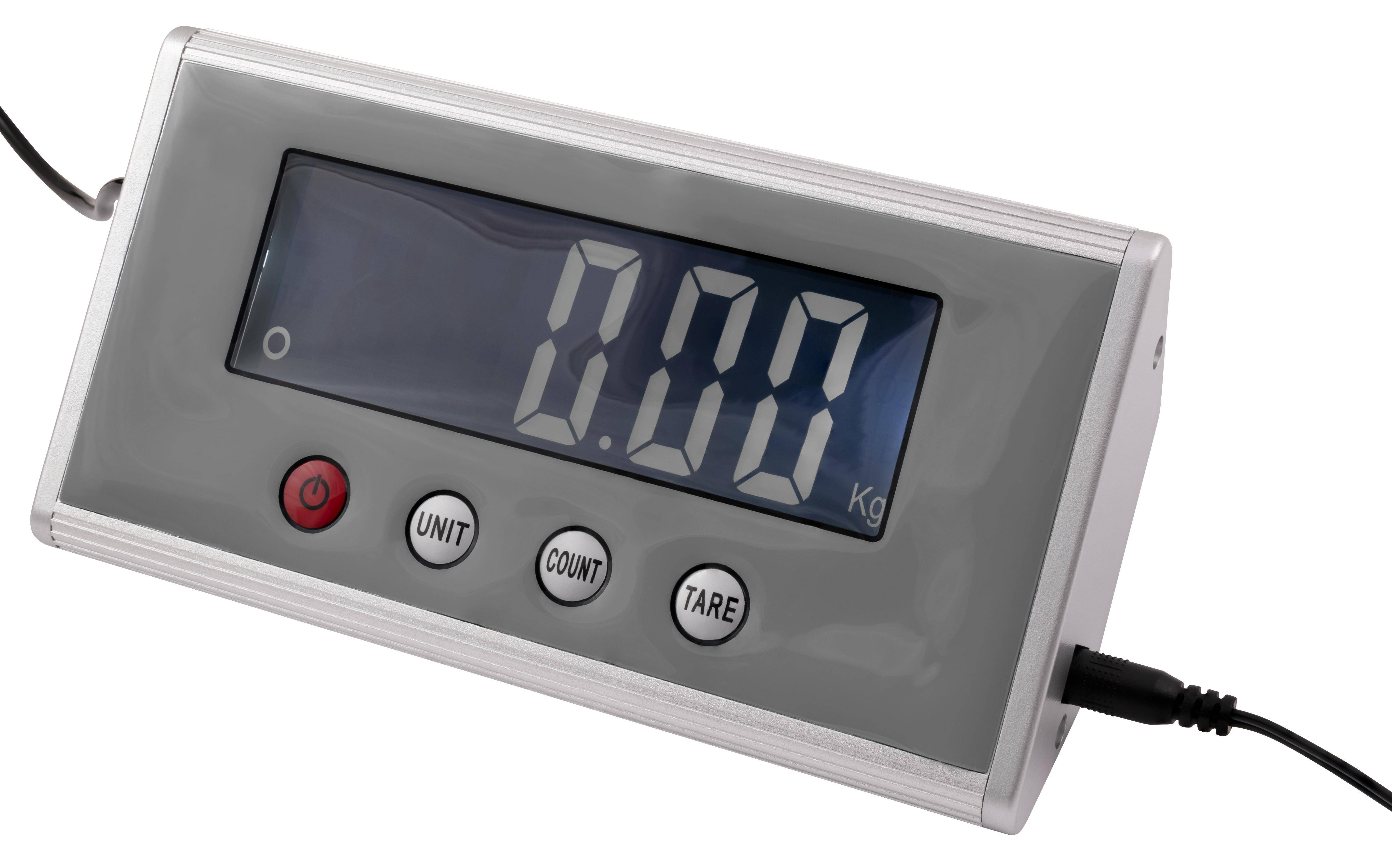 McPower Tischwaage, separate LCD-Anzeige, Tare, Zählfunktion, 27x27cm Edelstahl-Platte, bis 200 kg-2