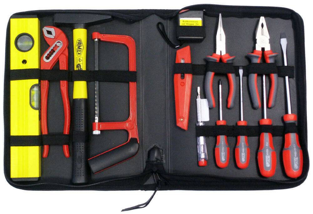 FAMEX 190-50 Werkzeugtasche mit Werkzeug Set - Werkzeugsatz für DIY und Reparaturarbeiten-0