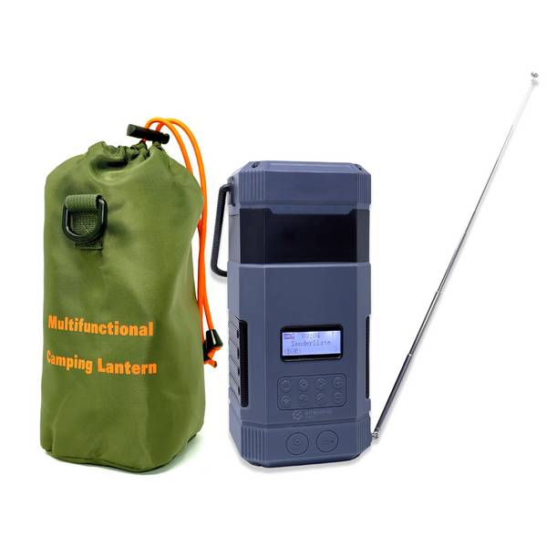 Emissimo Tec Campingradio DABBIE Notfallradio DAB+ Bluetooth Campinglampe Kurbelradio Grau AM/FM