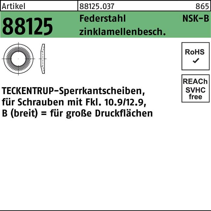 Sperrkantscheibe R 88125 NSK-B 6 Federstahl zinklamellenb. 1000St. TECKENTRUP-0
