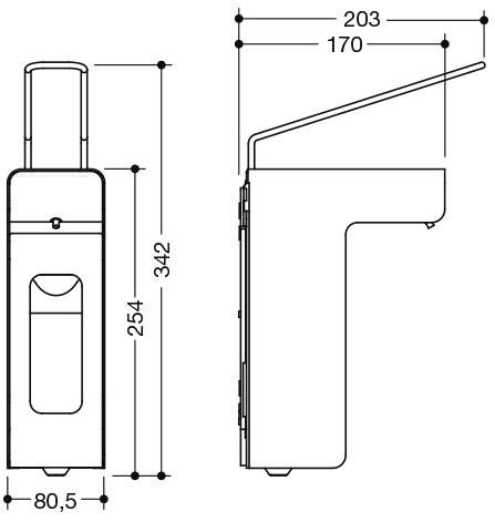 HEWI Desinfektions- und Seifenspender, 500ml, Edelstahl matt geschliffen-2