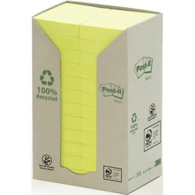 Post-it Haftnotiz Recycling Notes 653-1T 38x51mm gelb 24 St./Pack.-0