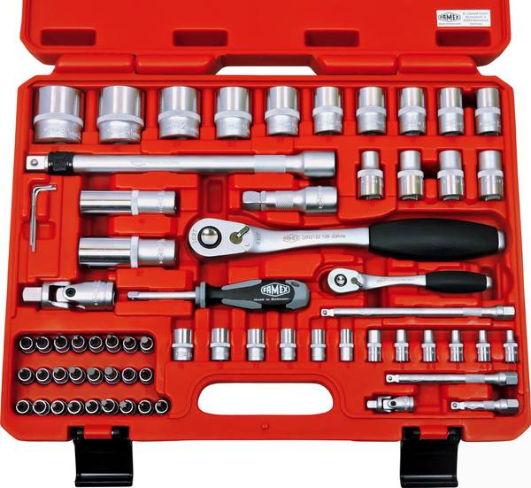Profi Steckschlüsselsatz FAMEX 580-16, PROFESSIONAL, Werkzeugkoffer für KFZ - 66-tlg.