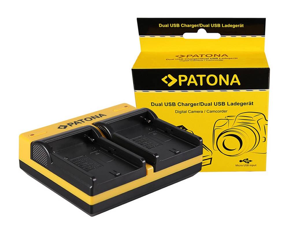 PATONA Dual Ladegerät f. Sony NP-FM50 NP-F550 NP-F750 NP-F970 inkl. Micro-USB Kabel
