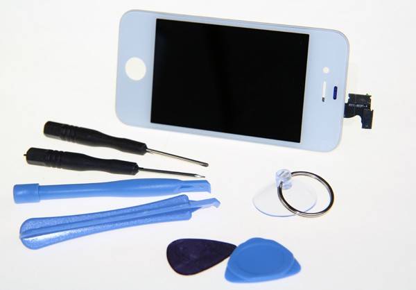 PATONA LCD LC Display Komplettset f. Apple iPhone 4s weiß inkl. Werkzeugset-0