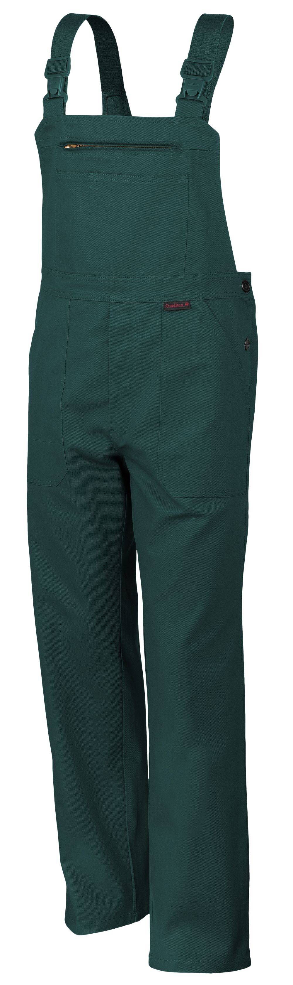 Qualitex Arbeitshose 'classic' in grün, Größe: 60 - Latzhose BW 270 g - klassischer Blaumann-0