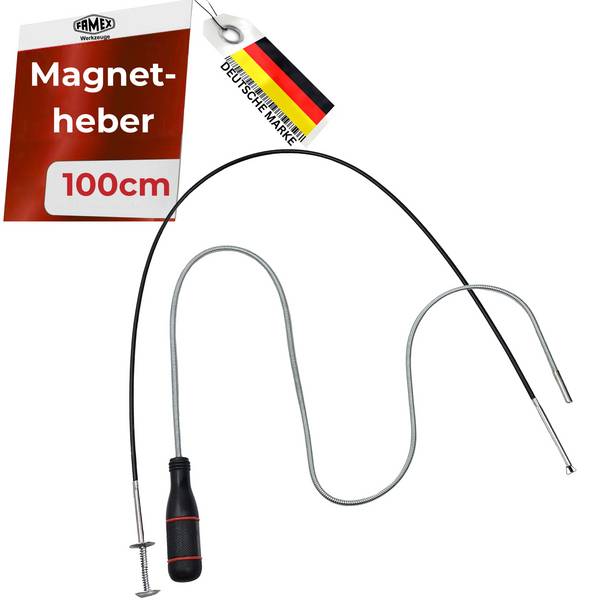 FAMEX 15113 Set Magnetheber mit Krallengreifer - extra lange Ausführung 100cm - Magnetstab - 500g Tragkraft