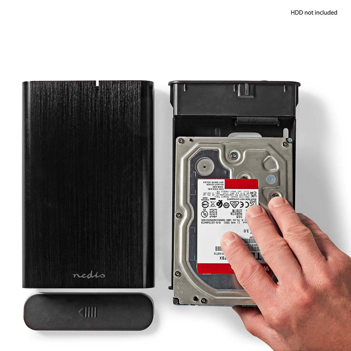 Nedis HDDE35410BK, HDD-Gehäuse, 3.5", SATA, USB Anschluss, Schwarz-3