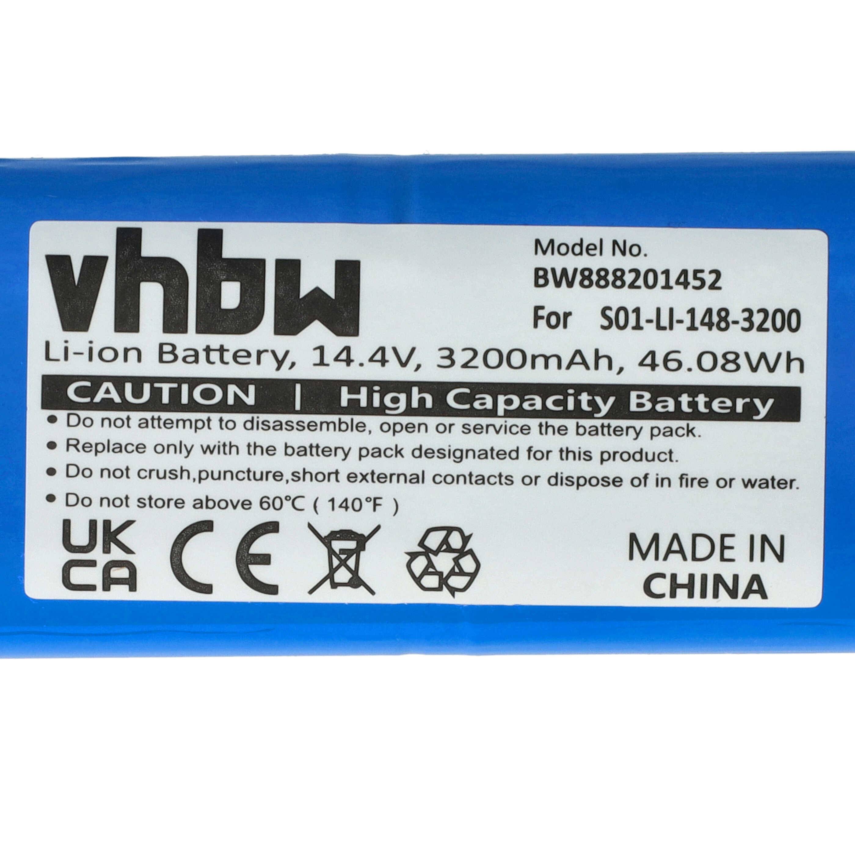 vhbw Akku kompatibel mit Eurovacs Deebot N8 Pro | N8 Pro+ Saugroboter (3200 mAh, 14,4 V, Li-Ion)-4