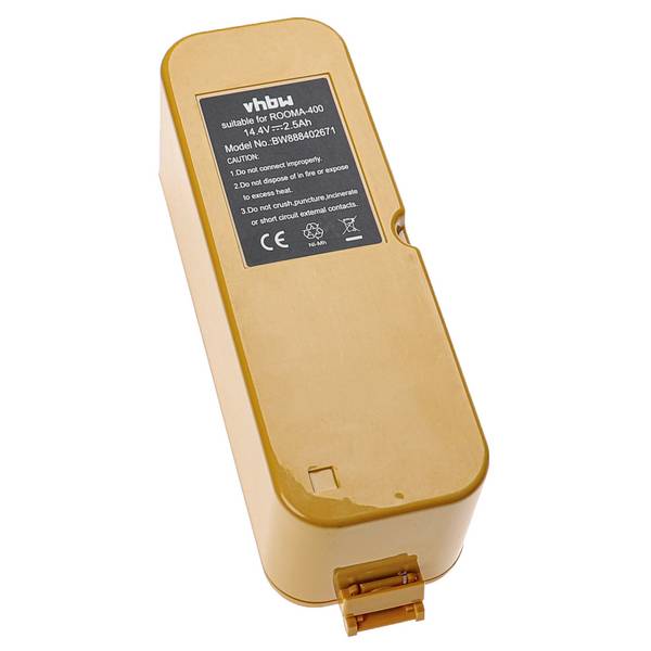 vhbw Akku kompatibel mit iRobot iTouchless AV002A | AV001A Saugroboter Gelb (2500 mAh, 14,4 V, NiMH)