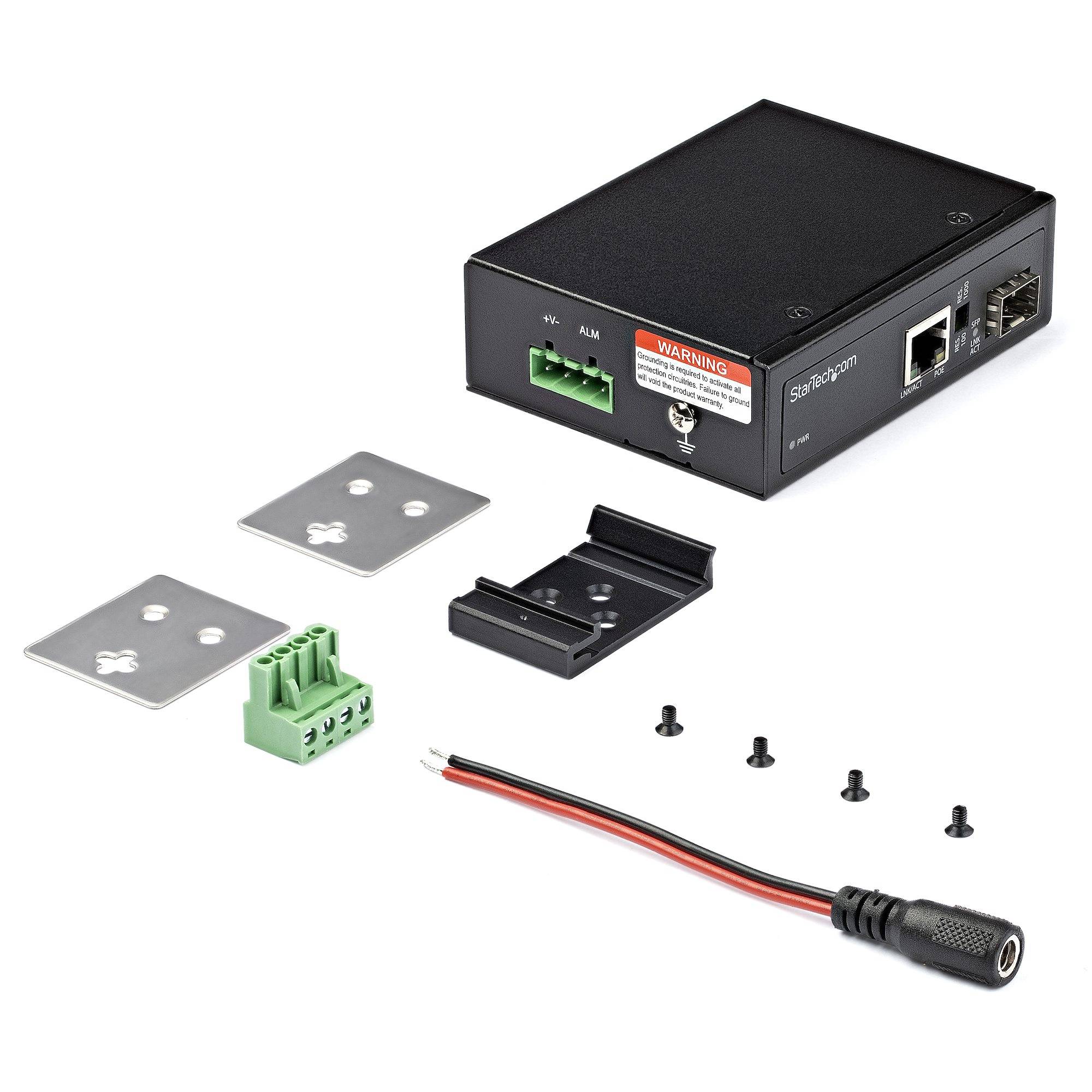 PoE + Industrial Media Converter 60W - Medienkonverter LWL Kupfer - Singlemode-/-4