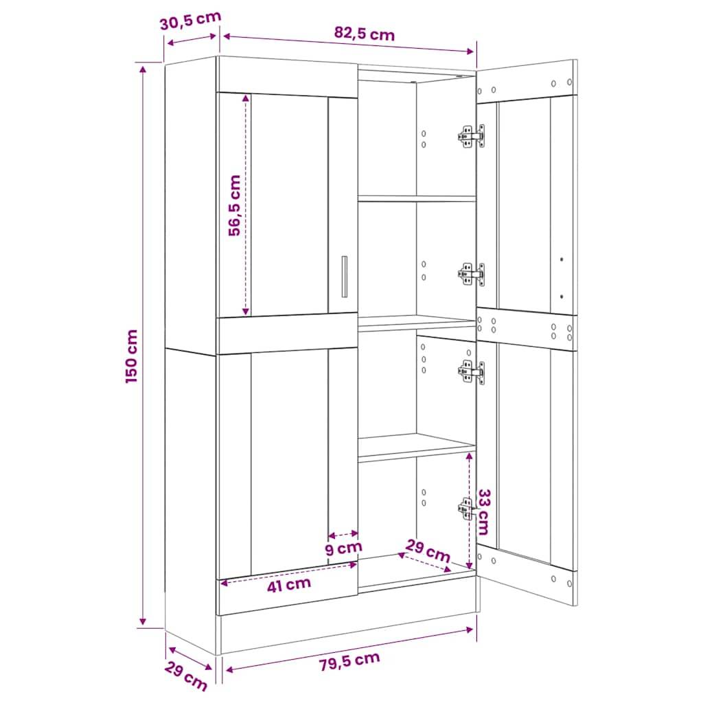 Bücherregal Sonoma-Eiche 82,5x30,5x150 cm Spanplatte-4