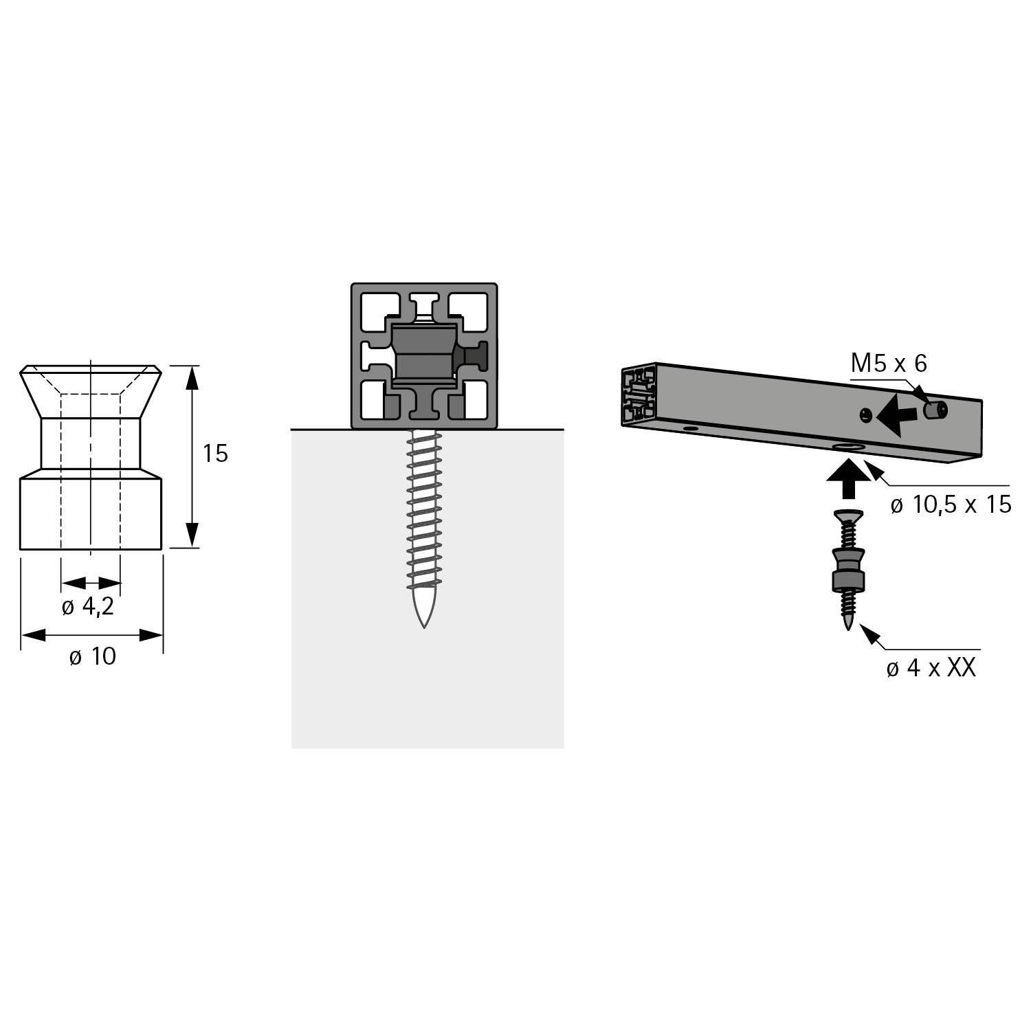 Hettich Cadro Befestigungshülse Edelstahl-2