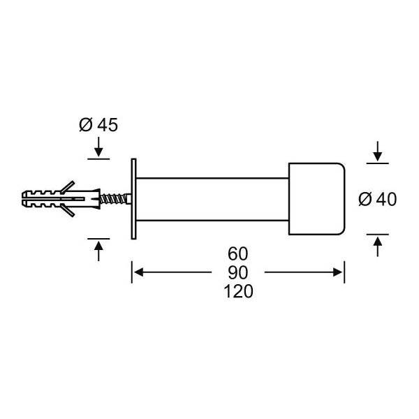 Wand-Türpuffer,120mm 0 38 3880,F69 matt,Ø40mm FSB-2