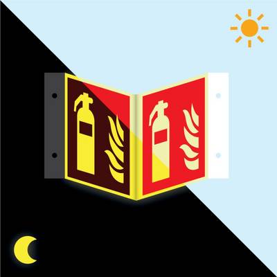 PERMALIGHT® power langnachleuchtend Brandschutz Nasenschild Feuerlöscher, Aluminium, 200x200mm, ASR A1.3, DIN EN ISO-0