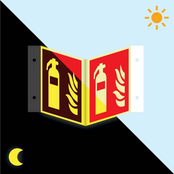 PERMALIGHT® power langnachleuchtend Brandschutz Nasenschild Feuerlöscher, Aluminium, 200x200mm, ASR A1.3, DIN EN ISO