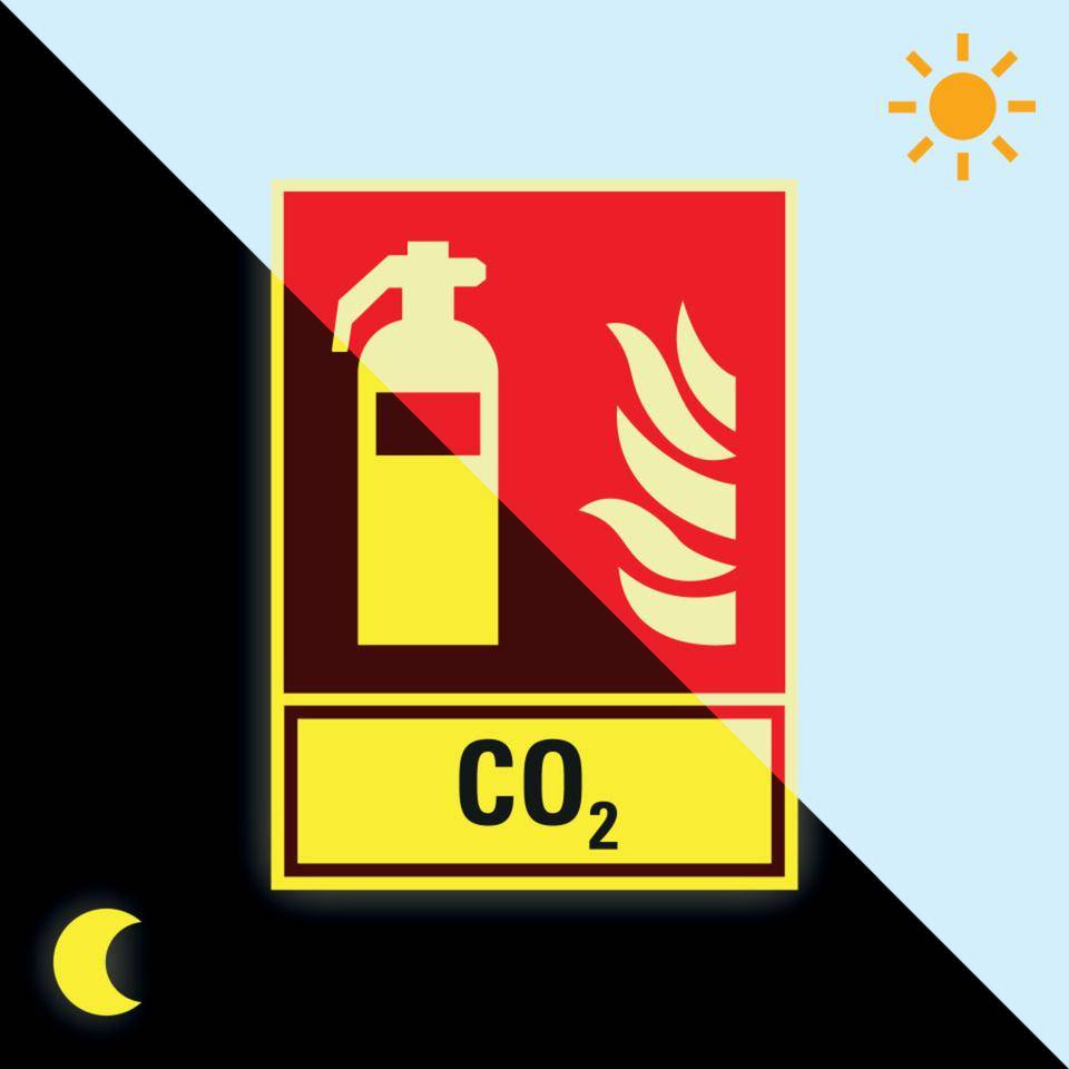 PERMALIGHT® power langnachleuchtend Brandschutz-Kombischild Feuerlöscher CO2, ASR, Kunststoff, 200x270mm-0