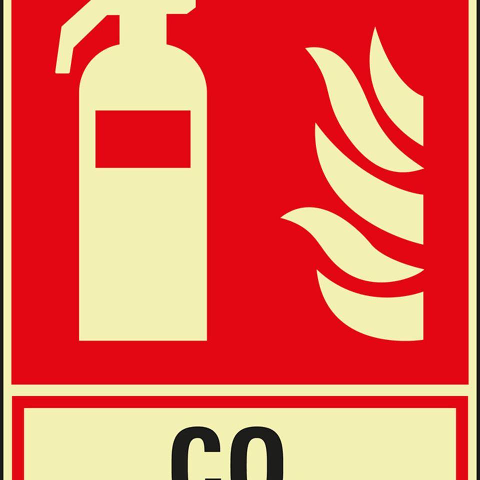 PERMALIGHT® power langnachleuchtend Brandschutz-Kombischild Feuerlöscher CO2, ASR, Kunststoff, 200x270mm-1