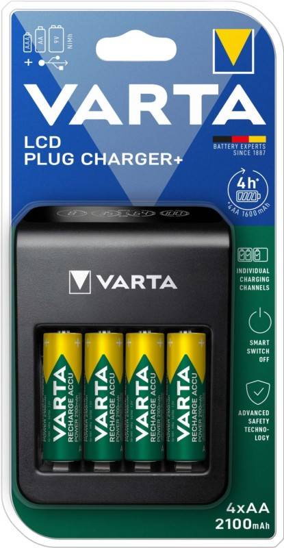 Varta Ladegerät LCD Plug Charger+ inkl. 4x AA 2100mAh-0