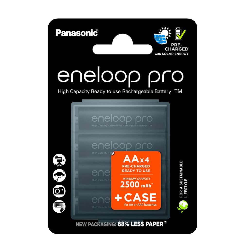 4x eneloop pro AA Mignon Akku BK-3HCDEC4BE Ni-MH 1,2V / 2500mAh ink. Akkubox-3