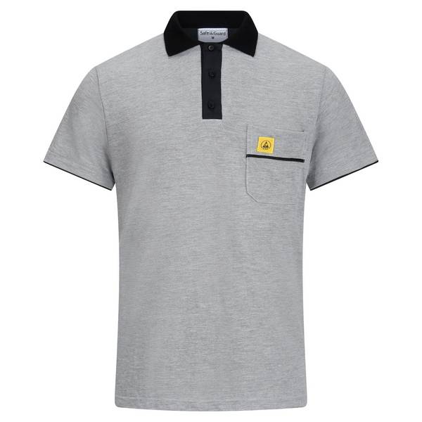 ESD-Poloshirt PRO PLUS, 210g/m², hellgrau/schwarz, XS