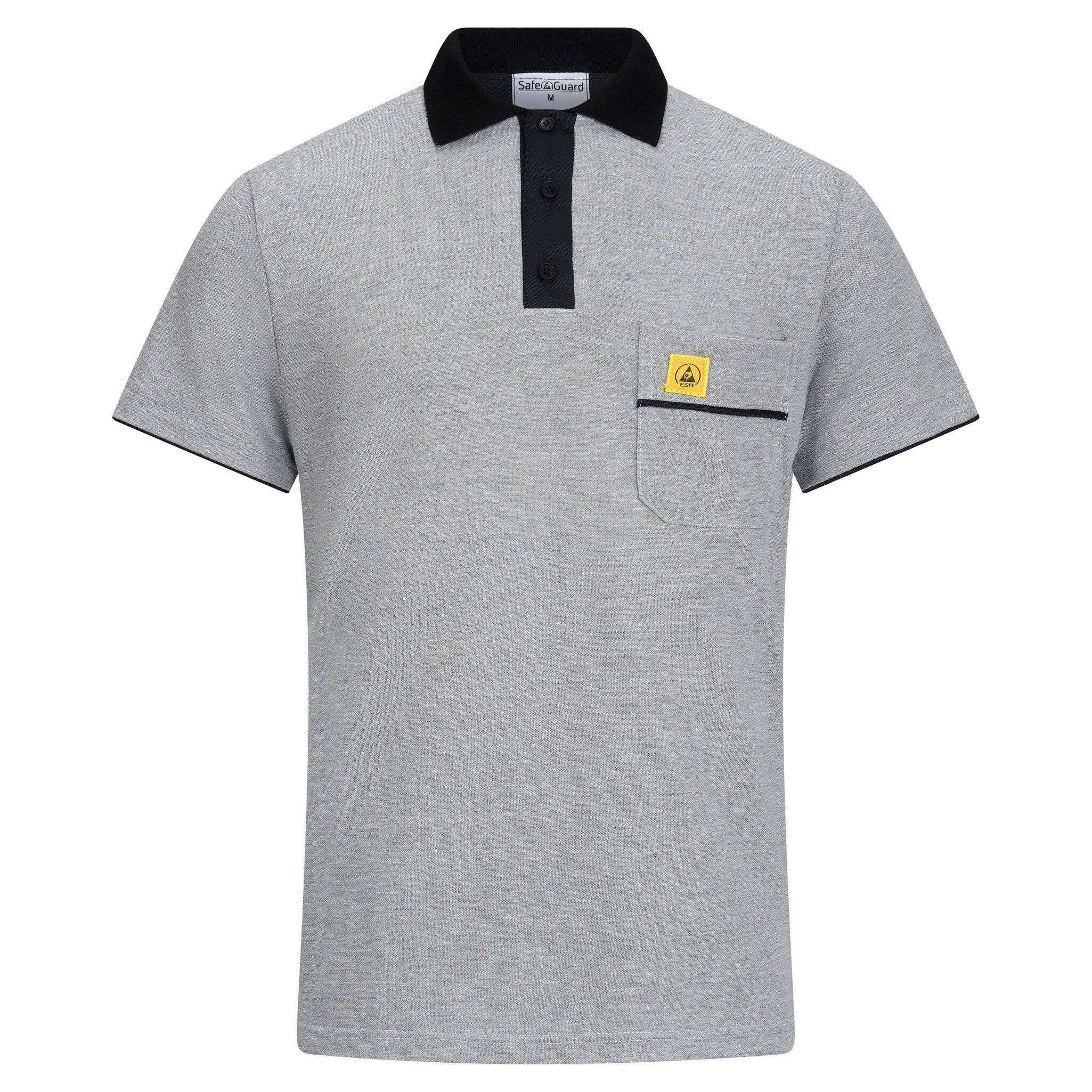 ESD-Poloshirt PRO PLUS, 210g/m², hellgrau/schwarz, XS-0