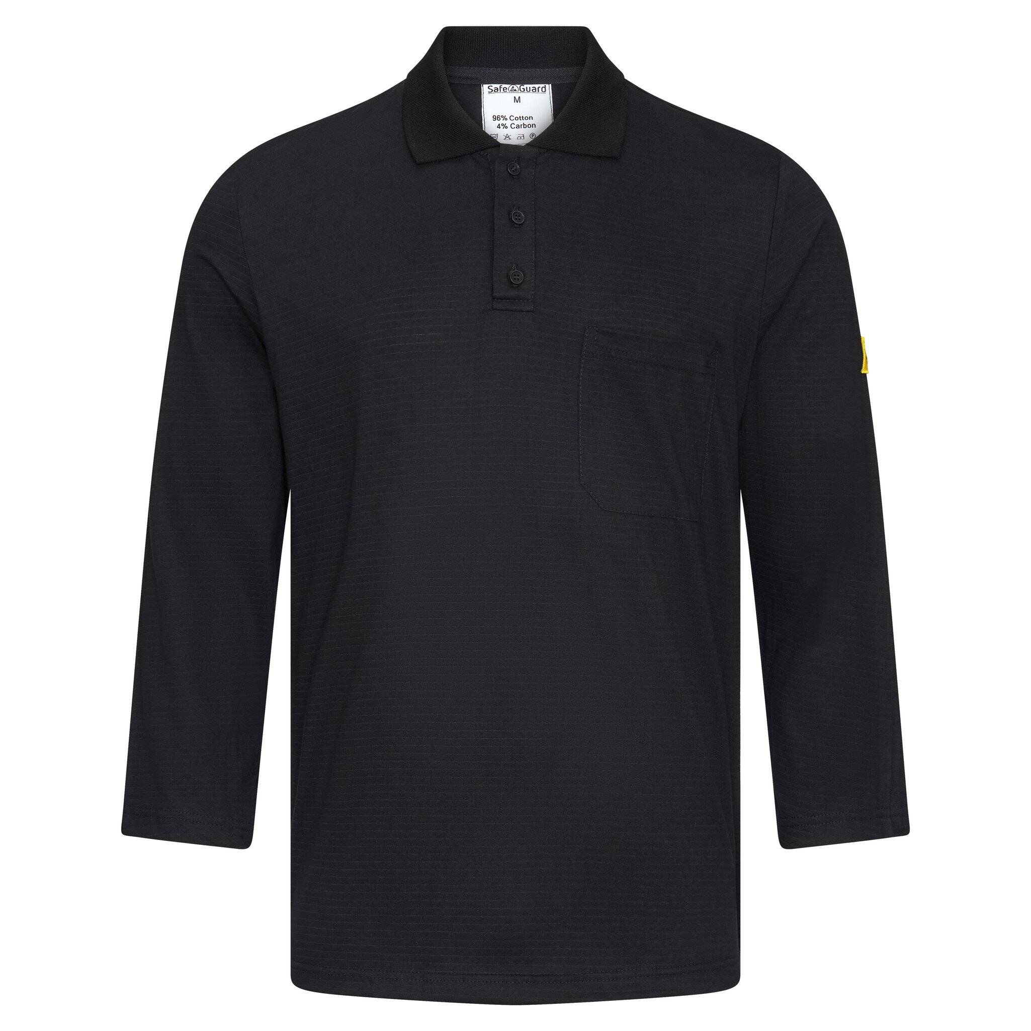 ESD-Poloshirt, linker Ärmel mit ESD-Symbol, langarm, 150g/m², schwarz, XL