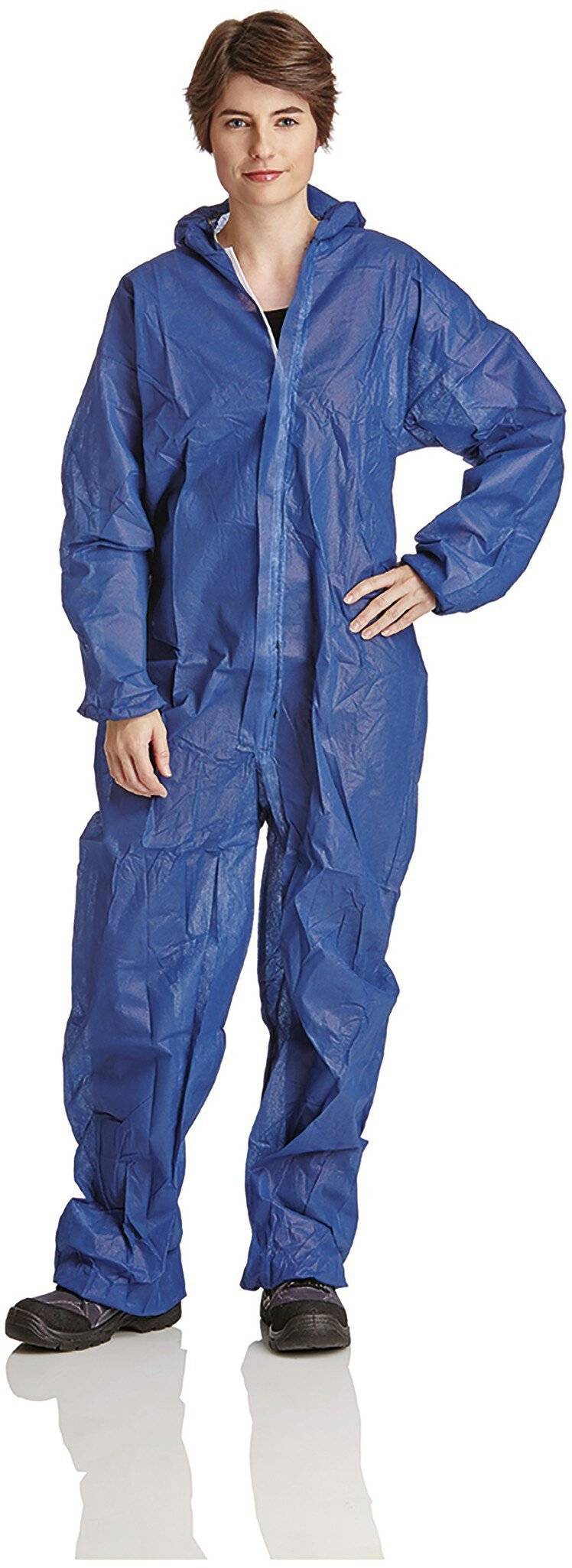 PP-Overall, 50g/qm, mit Kapuze, atmungsaktiv, blau, Größe XL-0