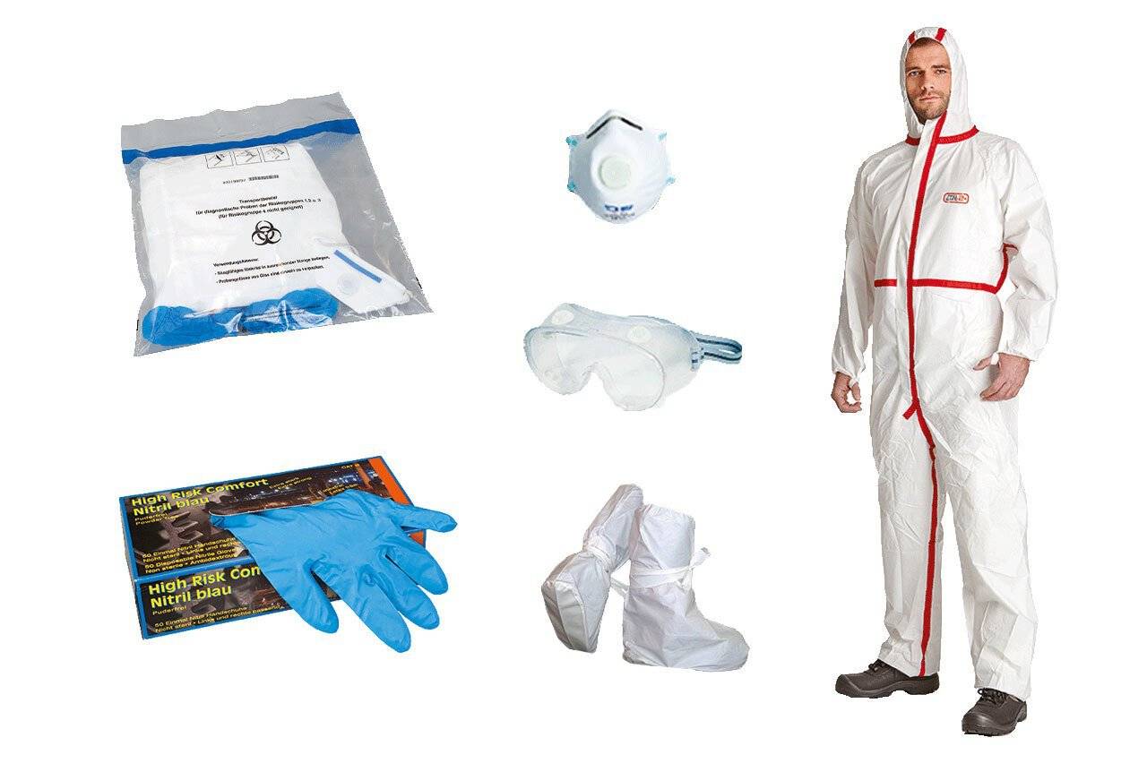 Infektionsschutzset BASIC PLUS, Bioschutzstufe 1+2, Größe M-0