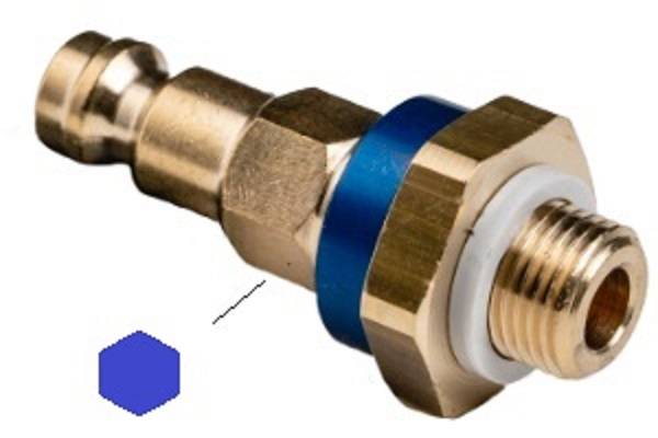 Kupplungsstecker NW 7,2 mit Außengewinde (Kugelverriegelung), MS G 1/4“, 35 bar, blau, Sechseck-0