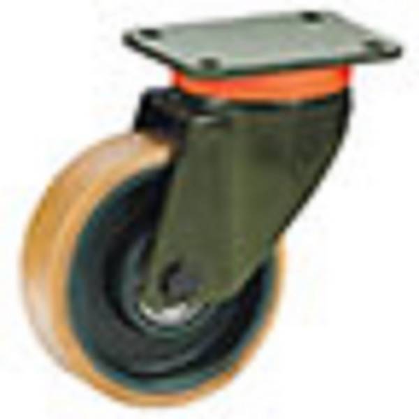 Polyurethan- Schwerlastrolle, Lenkrolle 128,0 mm 100,0 x 85,0 mm AL, Feststeller 100,0 mm 280,0 kg