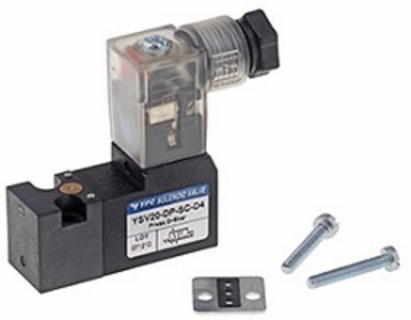 3/2- Wege Magnetventil mit Federrückstellung, Baureihe YSV20, DIN-Stecker Kunststoff, 24V= 28 l/min 0-8 bar